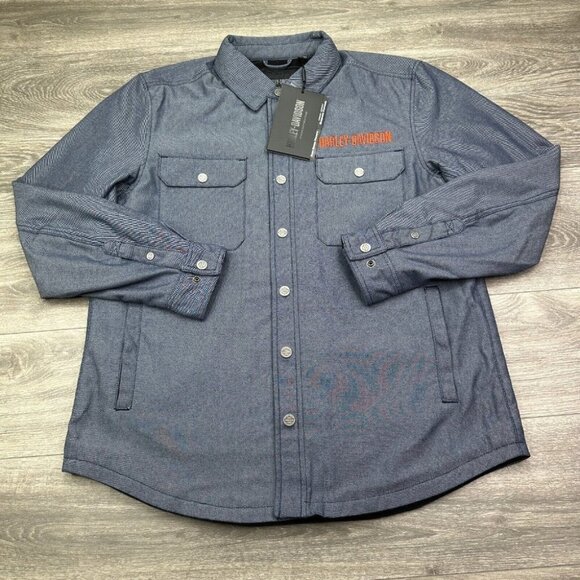 Harley Davidson Motorcycle Riding Shirt Jacket Operative Men's XL Textile Blue - Picture 1 of 16